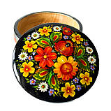 Скринька дерев'яна кругла Петриківський розпис ручної роботи 15х6см БУКЕТ КВІТІВ Український сувенір, фото 7