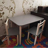 Дитячий столик і стільці від виробника дерева і ЛДСП Стол і стільців для дітей Білий, фото 9