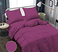 Однотонный комплект постельного белья, евро/двуспальное, темно-сиреневый цвета.