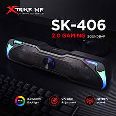 Акустична система колонка саундбар 2.0 XTRIKE ME з підсвічуванням SK-406 6Вт LED USB, фото 6