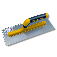 Гладила зубчаста штукатурна 30 см, зуб 8 мм Notched Trowel Open Handle, нержавіюча сталь, жовта (199)
