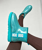 Жіночі Ugg Classic Clear Mini Light Blue гумові з утеплювачем з овчини Прозорі Уггі світло-блакитні