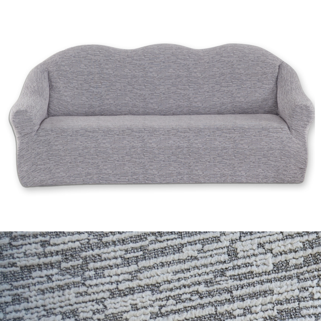 Чохол на диван 3-х місний жакардовий універсальний без спідниці, чохол для дивани на гумці Сірий, фото 1