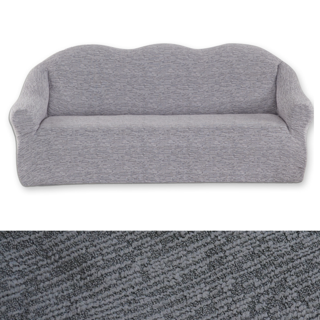 Чохол на диван 3-х місний жакардовий універсальний без спідниці, чохол для дивани на гумці Темно сірий, фото 1