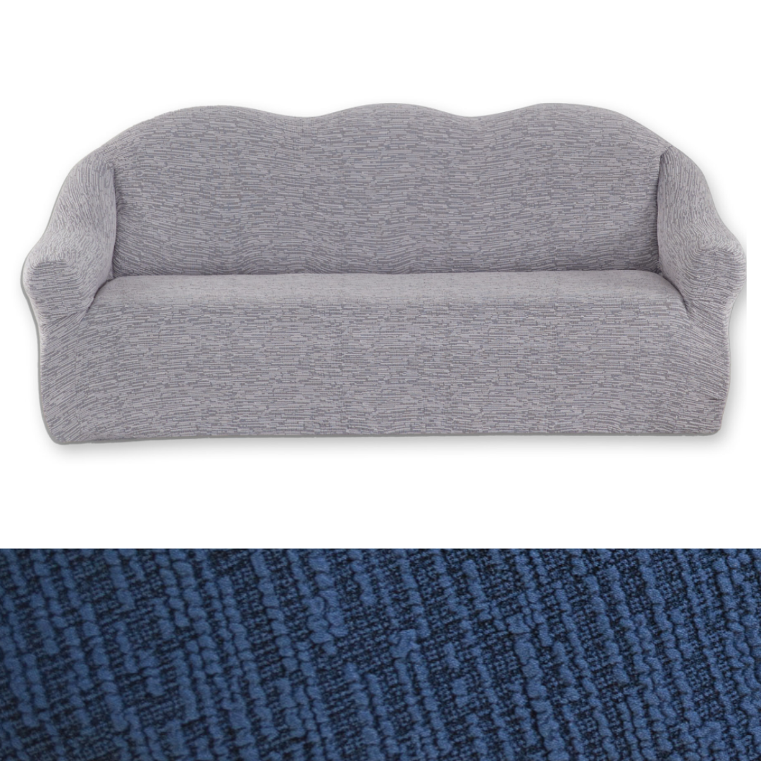 Чохол на диван 3-х місний жакардовий універсальний без спідниці, чохол для дивани на гумці захисний Синій, фото 1