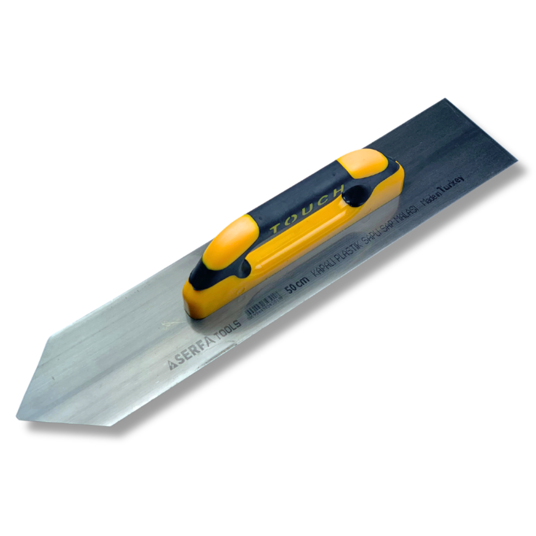 Гладилка для підлоги з гострим кутом 50 см Floor Finishing Trowel/Closed Touch Handle, сталь, жовта (301)