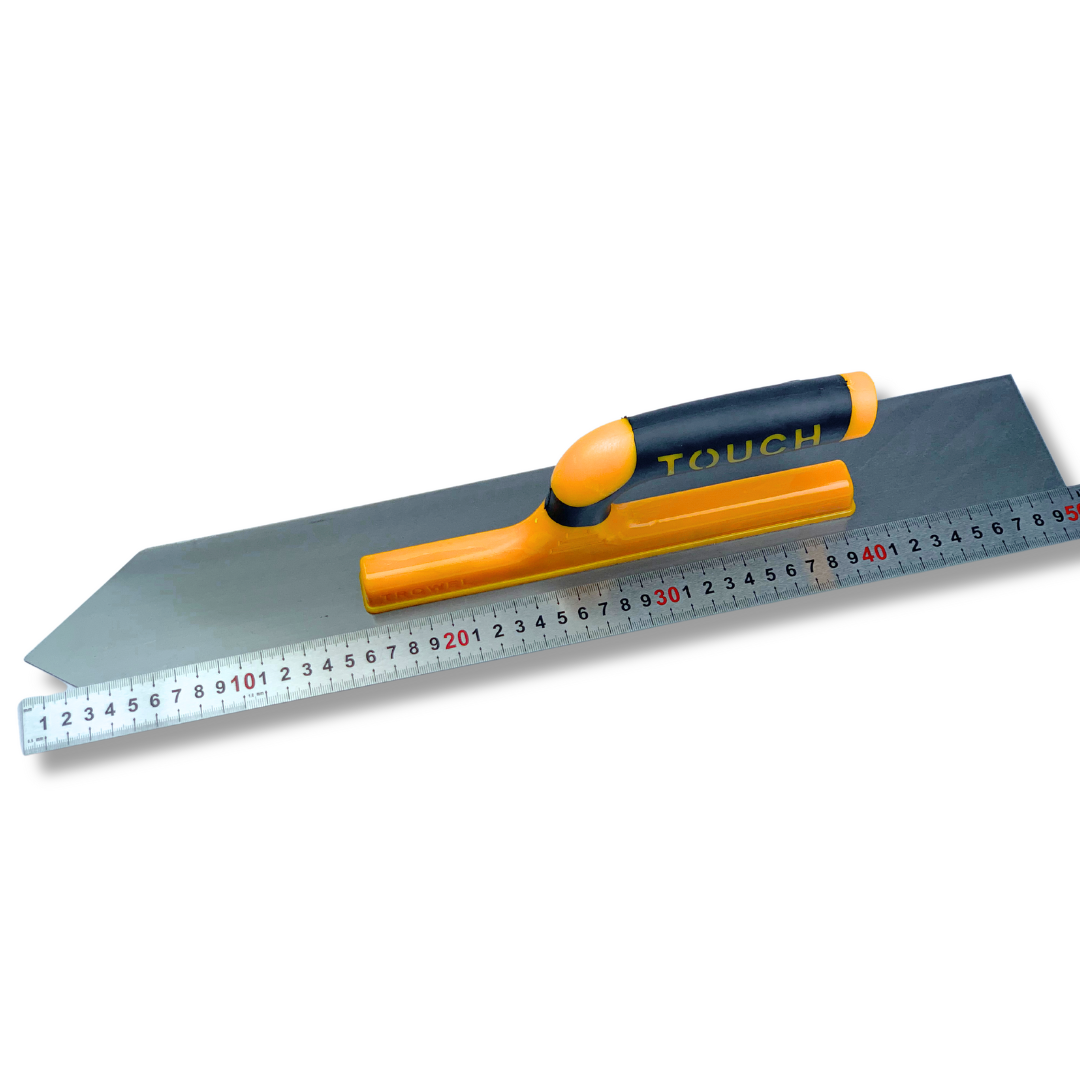 Гладилка для підлоги з гострим кутом 50 см Floor Finishing Trowel/Open Touch Handle, сталь, жовта (303)