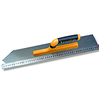 Гладилка для підлоги з гострим кутом 50 см Floor Finishing Trowel/Open Touch Handle, сталь, жовта (303)
