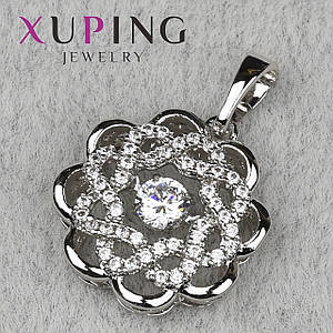 Кулон женский Xuping Jewelry медицинское золото серебристого цвета цветочек со стразами размер изделия 23х15мм