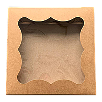 Коробка подарочная коричневая с окошком 200*200*30 мм ПДК52