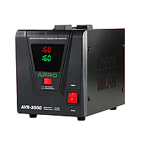 Стабилизатор напряжения релейный APRO AVR-3000: 2400 Вт, релейный, Led-дисплей, 2 розетки, вес 5.4 кг(12)