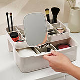 Органайзер для косметики з дзеркалом та з'ємними перегородками 2в1 бокс для зберігання аксесуарів, фото 7