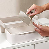 Органайзер для косметики з дзеркалом та з'ємними перегородками 2в1 бокс для зберігання аксесуарів, фото 4