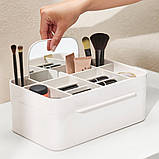 Органайзер для косметики з дзеркалом та з'ємними перегородками 2в1 бокс для зберігання аксесуарів, фото 6