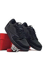 Мужские кроссовки Nike Air Jordan 1 Low Travis Scott Black черного цвета