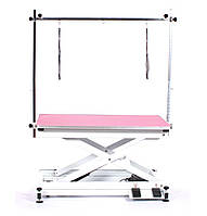 Современный тримерский стол Blovi Moon с электроподъемником, столешница розовая 110x60см