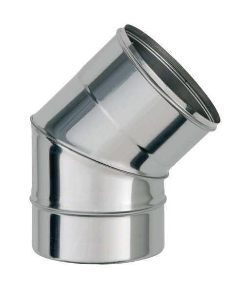 Коліна для димоходу фіксовані одностінні з неіржавкої сталі (45°)