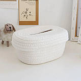 Серветниця настільна інтер'єрна. Коробка-органайзер для серветок. Кошик для серветок джутовий, фото 2