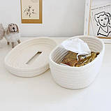 Серветниця настільна інтер'єрна. Коробка-органайзер для серветок. Кошик для серветок джутовий, фото 4