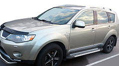 Бокові пороги Allmond Grey 2 шт.  алюм. для Mitsubishi Outlander 2012-2021 рр