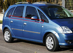 Зовнішня окантовка вікон 4 шт  нерж для Opel Meriva 2002-2010 рр