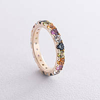 Золотое кольцо с дорожкой разноцветных камней к07617 INTERSHOP