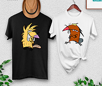 Парные футболки мужская и женская с принтом Бобри злюки Дегет и Норберт для Влюбленных
