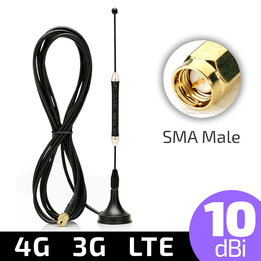 Антена виносна/зовнішня GSM GPS 4G LTE 10 dBi SMA Male тато, універсальна 3 метри для модему, роутера