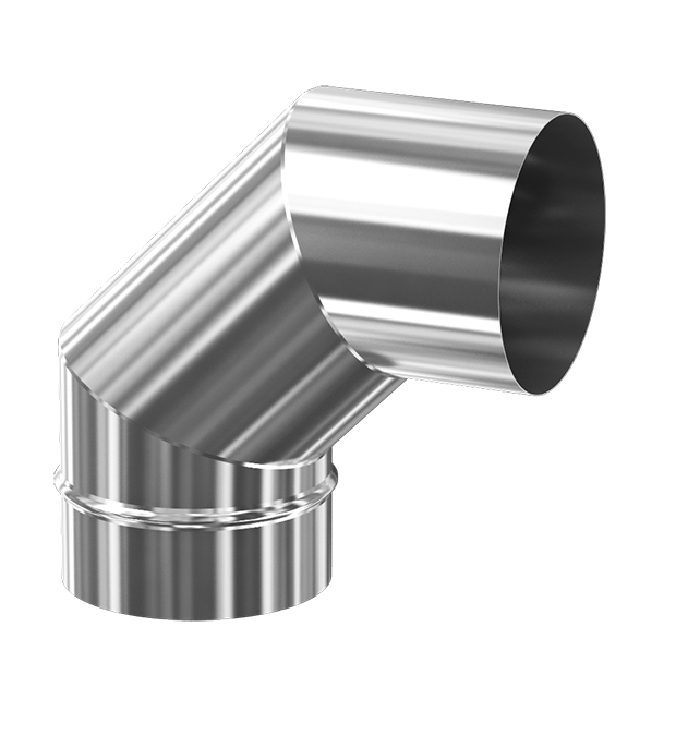 Коліна для димоходу фіксовані одностінні з неіржавкої сталі (90°)