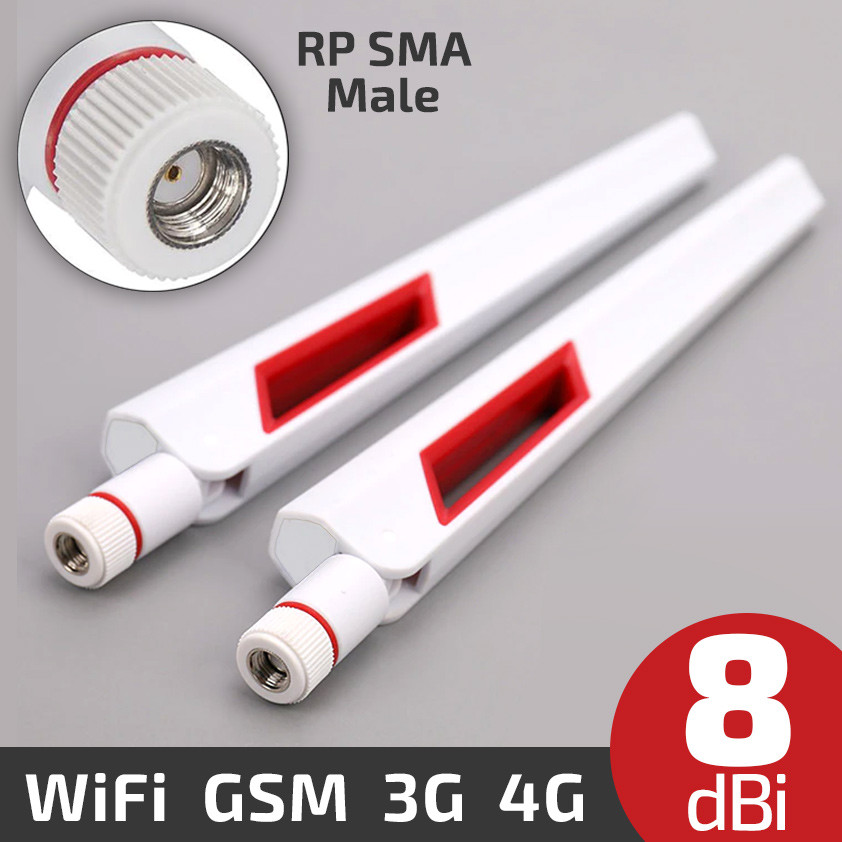 Комплект 2шт. універсальна 2.4-5.8GHz антена WiFi 8dBi RP SMA для роутера, модему, репітера