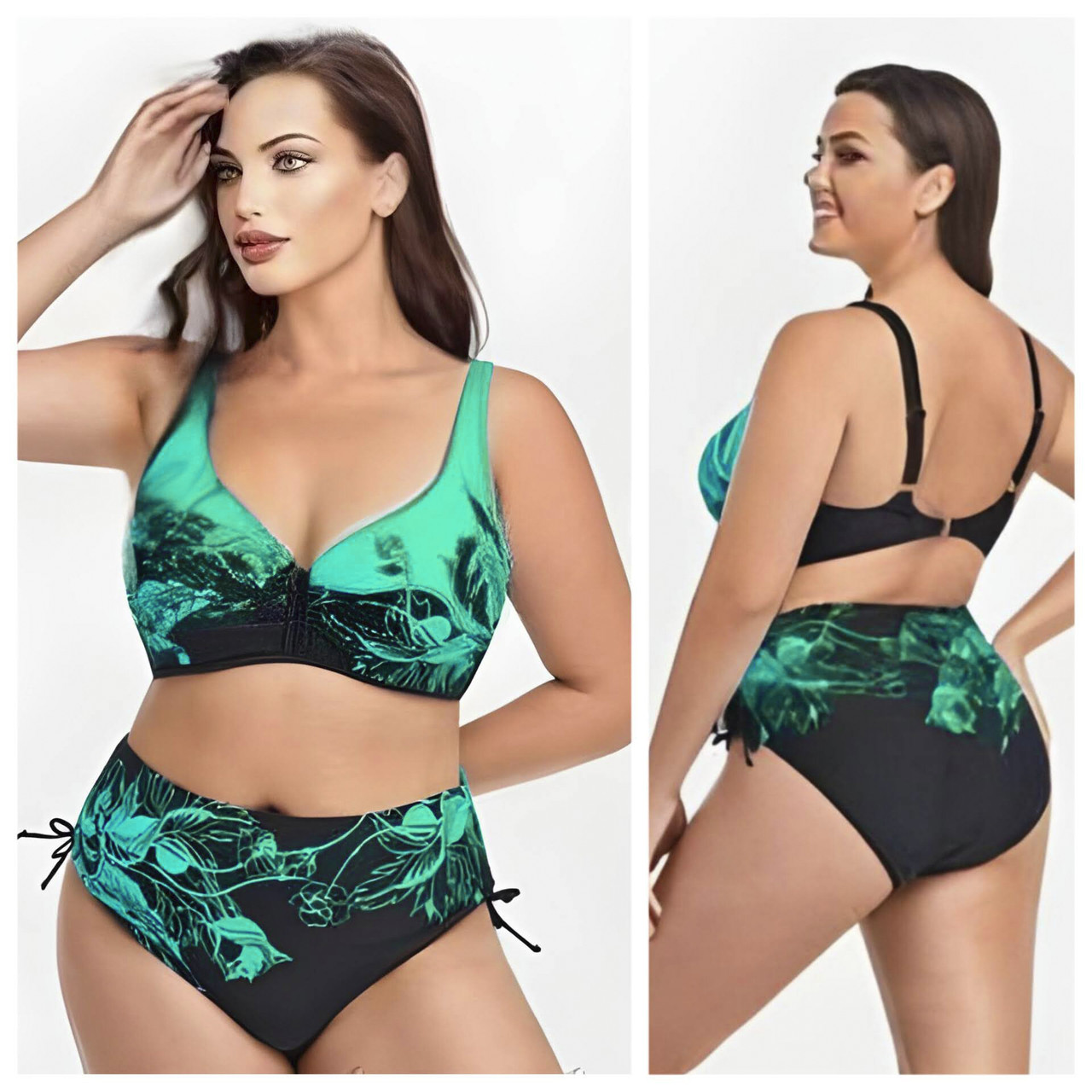 Жіночий купальник великого розміру Fuba 22127 чорний/зелений 54 56 розмір