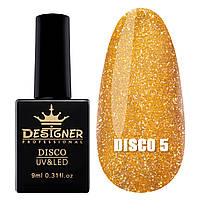 Світлий гель-лак Designer Professional Disco Gel для нігтів, 12 мл Золотистій No5
