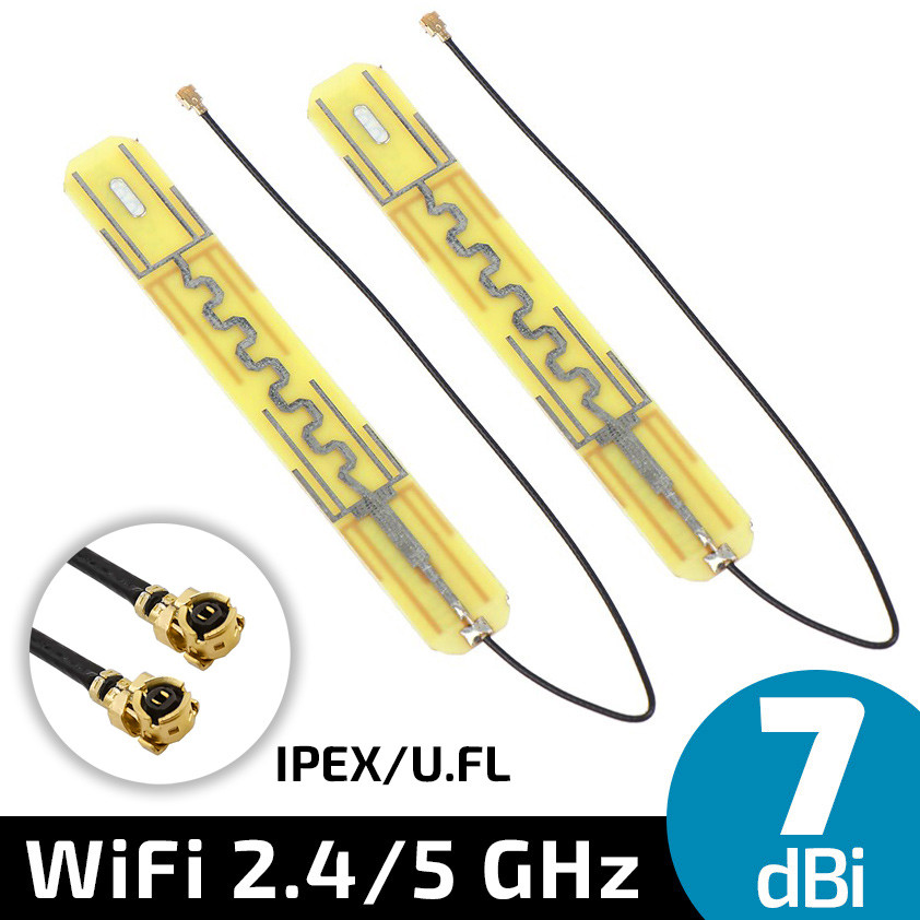 Комплект 2шт. антена внутрішня WiFi 2.4/5 ГГц 7dBi IPEX MHF 20см для Mini PCI вайфай модулів ноутбуків, фото 1