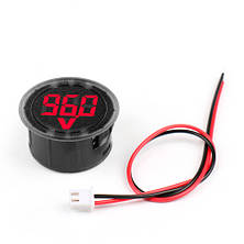 Цифровий вольтметр DC 4-100В LED круглий, автомобільний, червоний, фото 3
