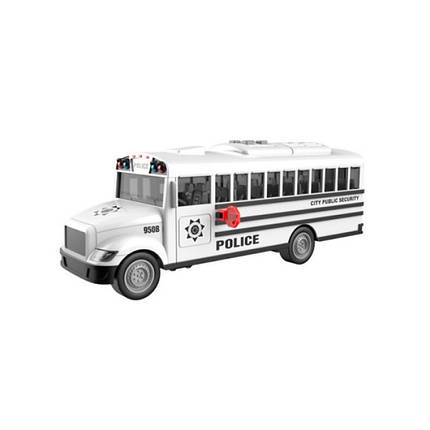 WY950C Автобус поліція інерційний 1:16, рухомі деталі, гумові колеса, музика, світло, батарейки таблетки, у, фото 1