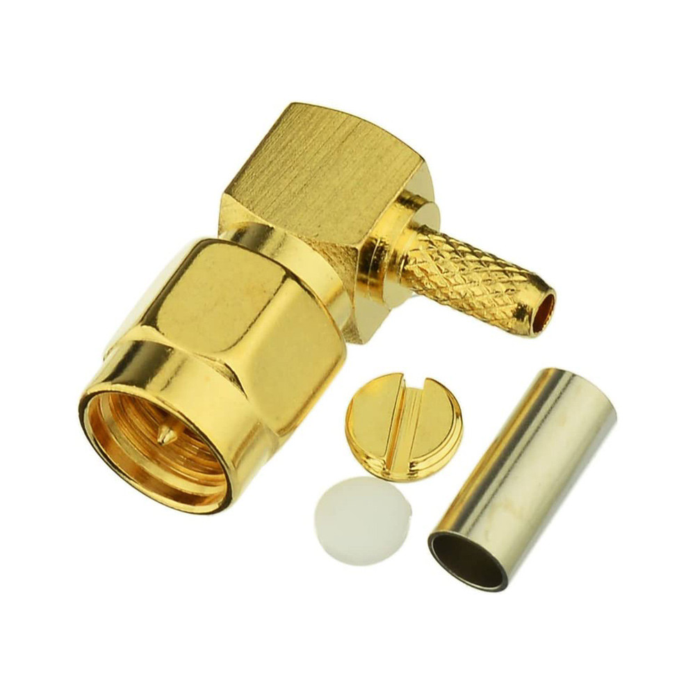 Роз'єм SMA Male кутовий на кабель RG-316 RG-188 RG-174 LMR100 SFF50-1.5 конектор під обтиск крімпера, фото 1