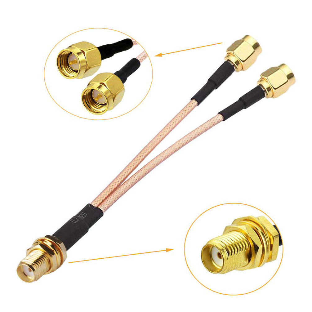 Mimo спліттер антенний SMA Female = > 2x SMA Male 15 см кабель перехідник для модему роутера, пігтейл адаптер