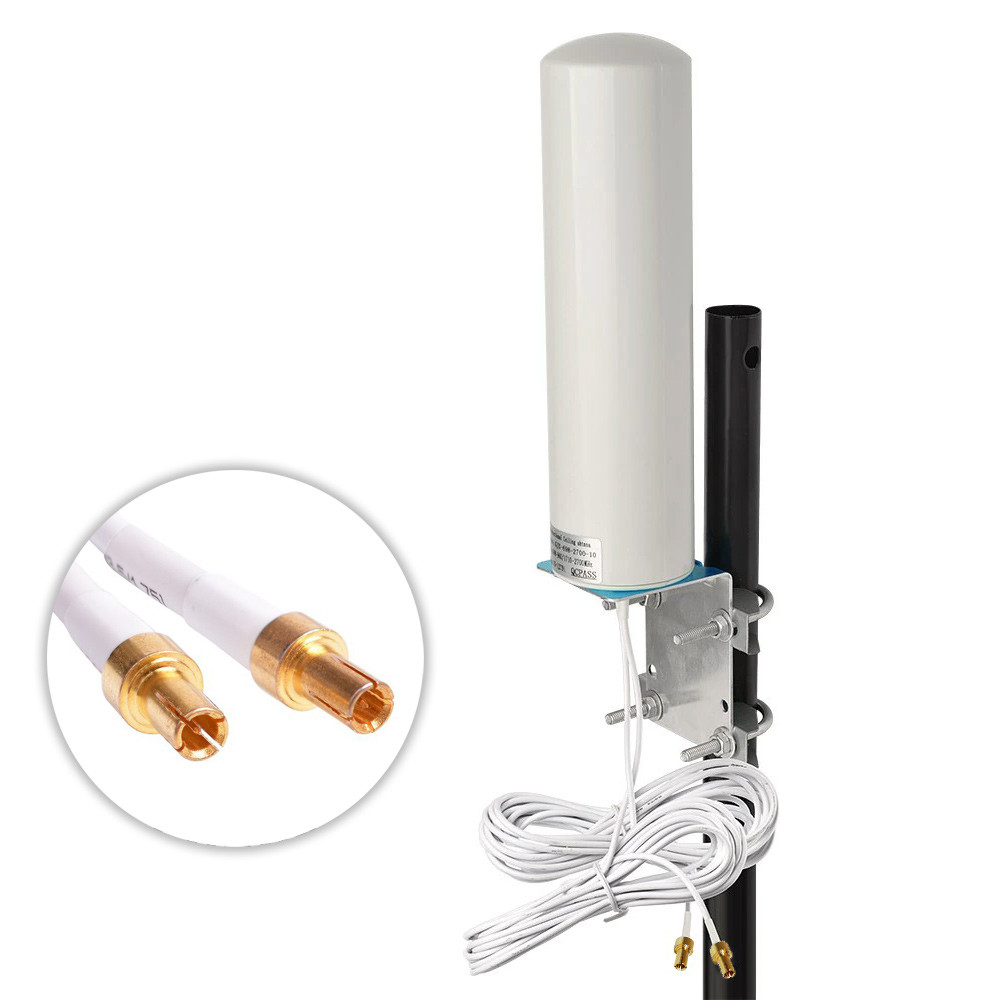 Антена 4G 3G LTE зовнішня подвійна MIMO 2x 14 dBi TS9 700-2700 МГц 5 метрів, виносна всепогодна вулична, фото 1