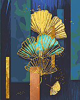 Картина за номерами Золоте листя гінкго з фарбою металік Riviera Blanca (RB-0796) 40 х 50 см