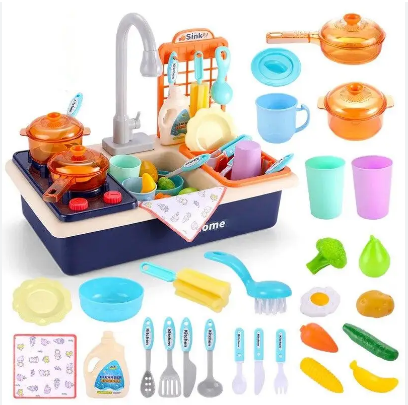 Ігрова дитяча маленька кухня WD-T41 з водою Limo Toy (синя) 3+, фото 2
