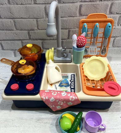 Ігрова дитяча маленька кухня WD-T41 з водою Limo Toy (синя) 3+, фото 1