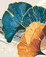 Картина за номерами Золотаво-лазурові пелюстки з фарбою металік Riviera Blanca (RB-0723) 40 х 50 см