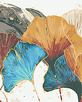 Картина за номерами Лазурове листя з фарбою металік Riviera Blanca (RB-0764) 40 х 50 см