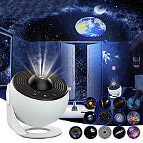 Проєктор нічник Globe Galaxy Projector 13 в 1 зоряне небо галактика Black + White, фото 3