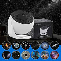 Проєктор нічник Globe Galaxy Projector 13 в 1 зоряне небо галактика Black + White, фото 5