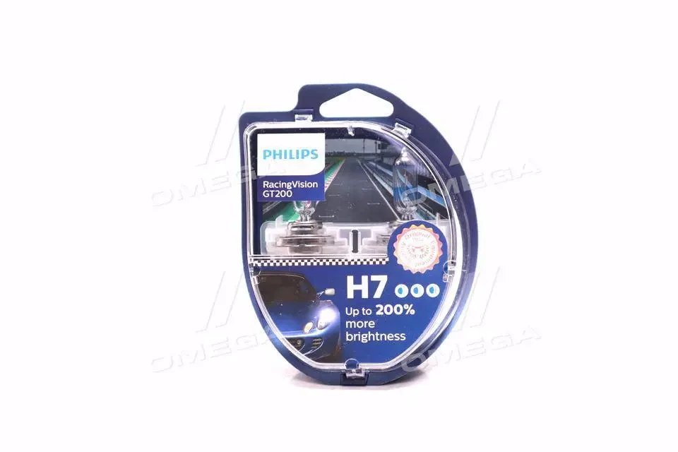 Лампа автомобільна H7 RacingVision GT200 +200% 12V 55W PX26d пара 2шт PHILIPS