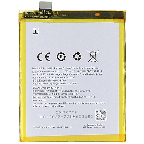 Аккумулятор батарея OnePlus 5/5T (BLP637) Original PRC (гарантия 12 мес.) - фото 2 - id-p2065407933