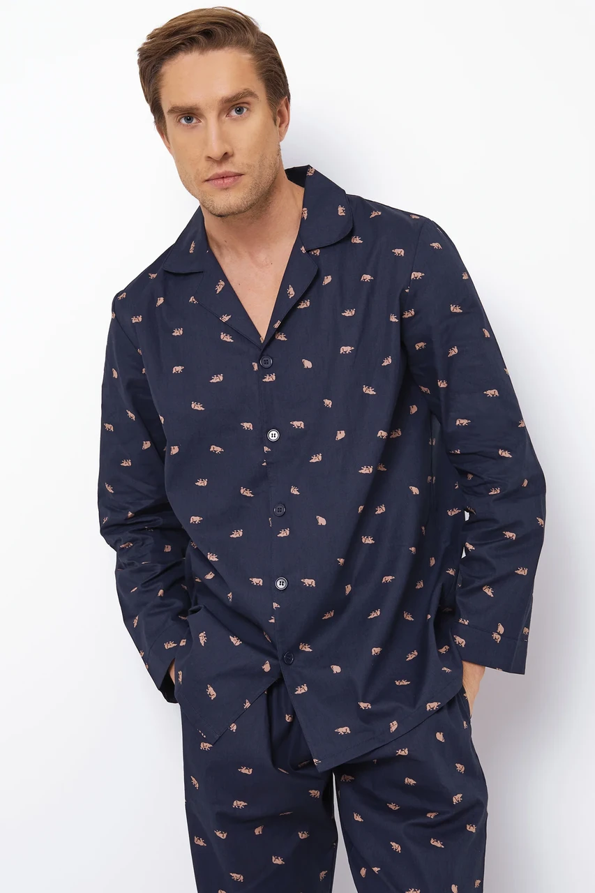 Aruelle Benjamin pajama long чоловіча піжама в клітку з кишенями, домашній чоловічий костюм