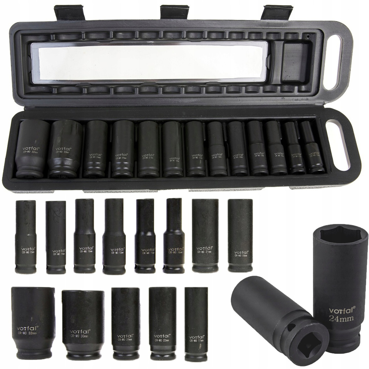 Набір ударних подовжених головок 1/2 10-32 мм Vorfal V08118