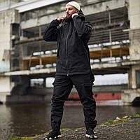 Демисезонный комплект Softshell Куртка + Штаны/ Повседневный костюм куртка со штанами для мужчин/ Черный M